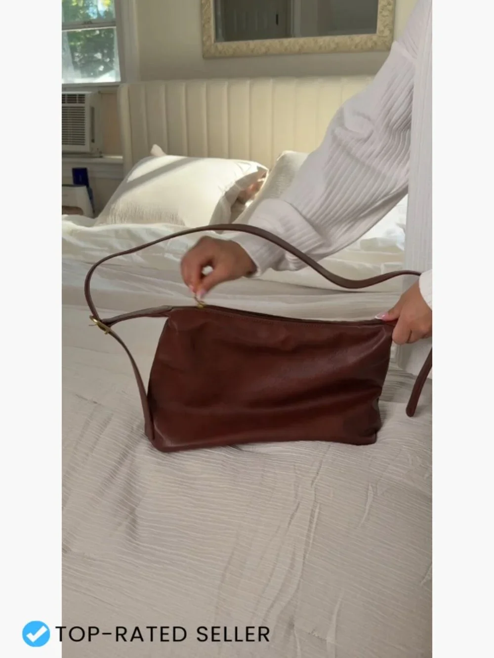 Slouchy Hobo Bag - Soft Vegan Leather Crossbody Shoulder Purse - Adjustable